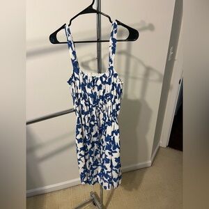 Abercrombie & Fitch Blue and White Patterned Mini Dress Small Tall